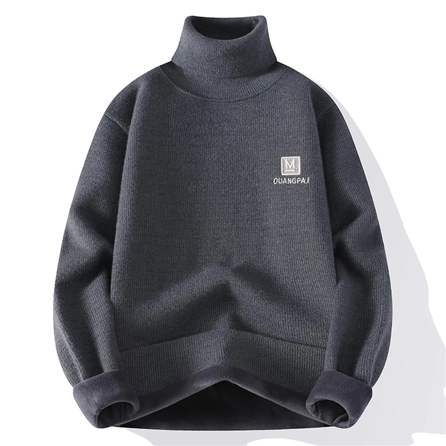 Thiened Fce Maglione lavorato a maglia a collo alto da uomo Base invernale irt Interno caldo Top Faion Urban Sle Long Sve Crew Ne