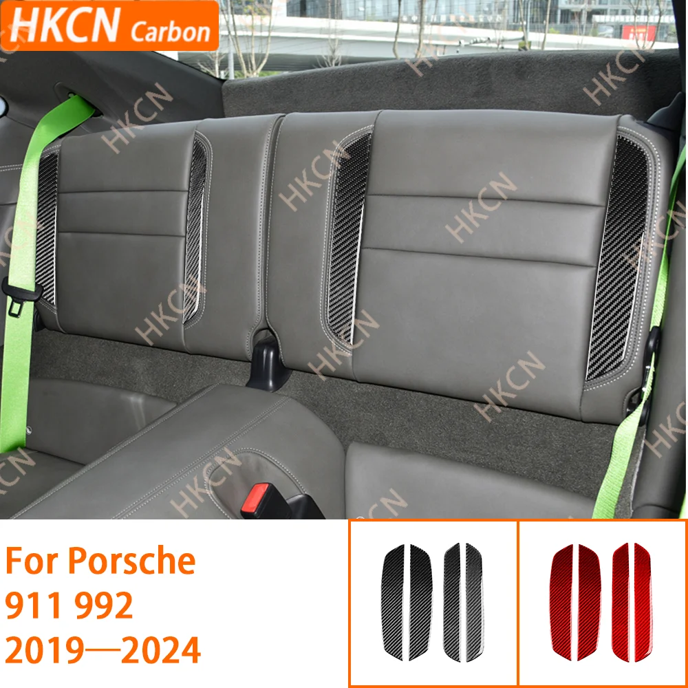 For Porsche 911 992 2019-2024 Real Carbon Fiber Rear Seat Backrest Car Interior Accessories Trim Auto Decoration Tuning Stickers