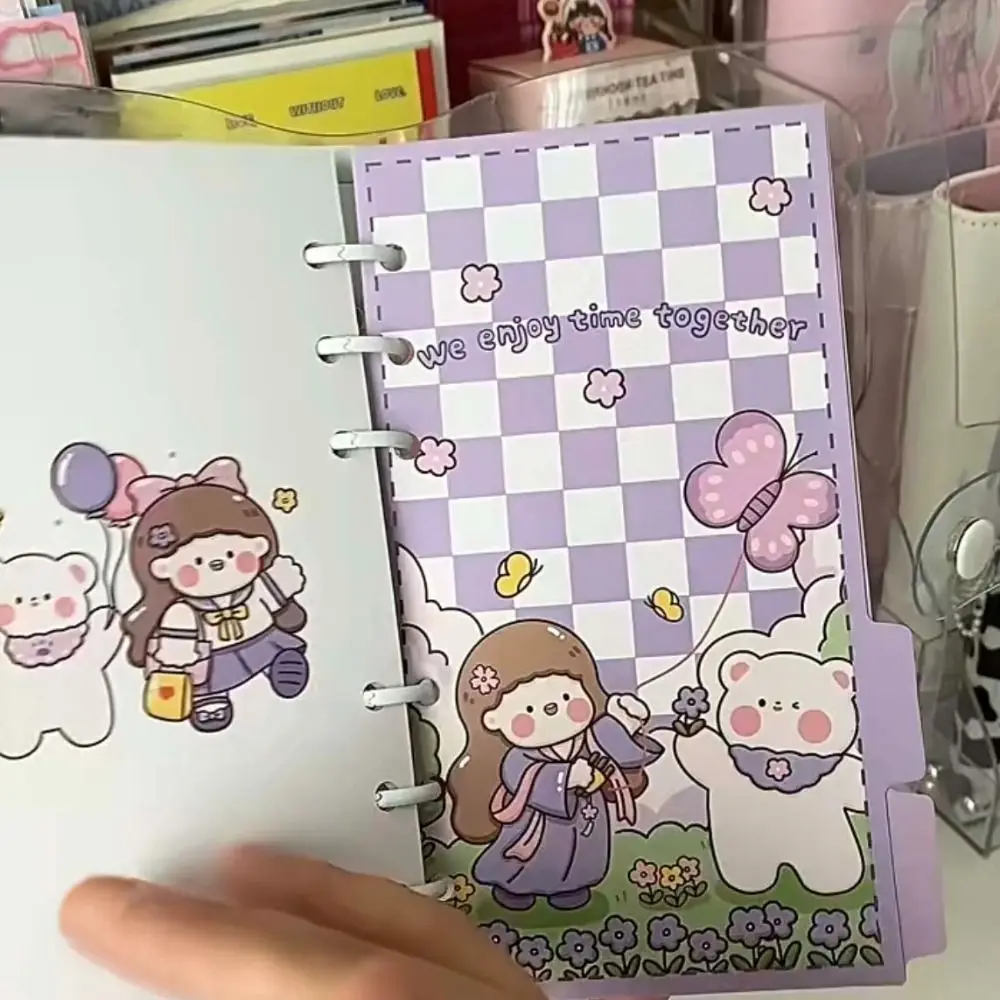 

5pcs Rabit A6 Loose Leaf Refill Paper Bear Cartoon Inner Refill Spiral Binder Paper Indexing Cards 6-hole