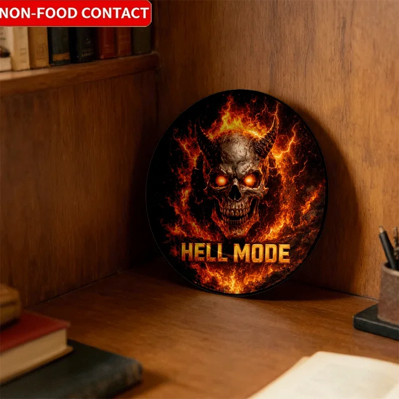 Ceramic Decorative Plate with Flame Skull and 