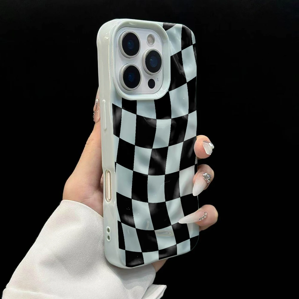 Kreatives Karodesign Koreanische Handyhülle für iPhone 17 16 15 14 13 12 11 Pro Max 14 Plus 17Air Falten-Wellen Weiche Silikonhülle – Detail 10