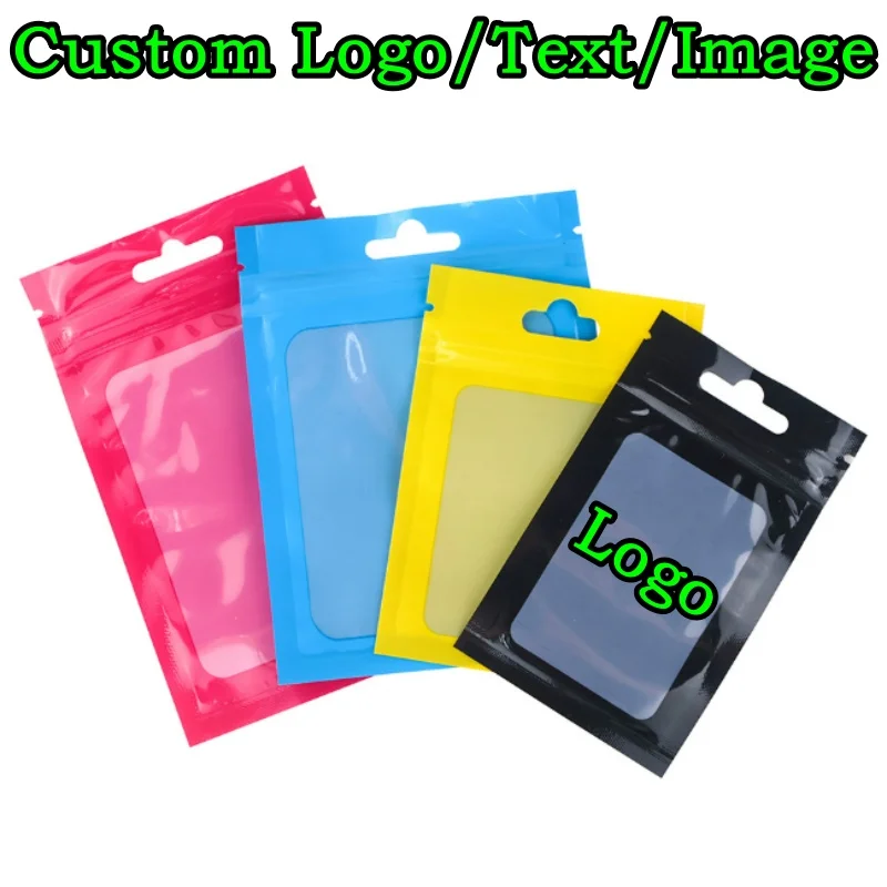 200 Sachets Brillants en Plastique avec Fenêtre et Fermeture Ziplock pour Impression de Logo DIY – Idéaux pour Matcha, Sucre, Bonbons, Snacks, Câbles, Téléphones Portables, Matériel Électronique –