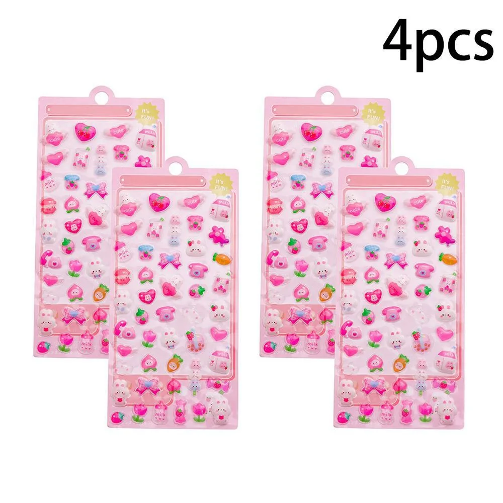 4 قطع من ملصقات الإغاثة ثلاثية الأبعاد المقاومة للماء، ملصقات هلامية شفافة قابلة للإزالة وقابلة لإعادة الاستخدام على شكل حيوانات كرتونية لتزيين الكمبيوتر المحمول #1