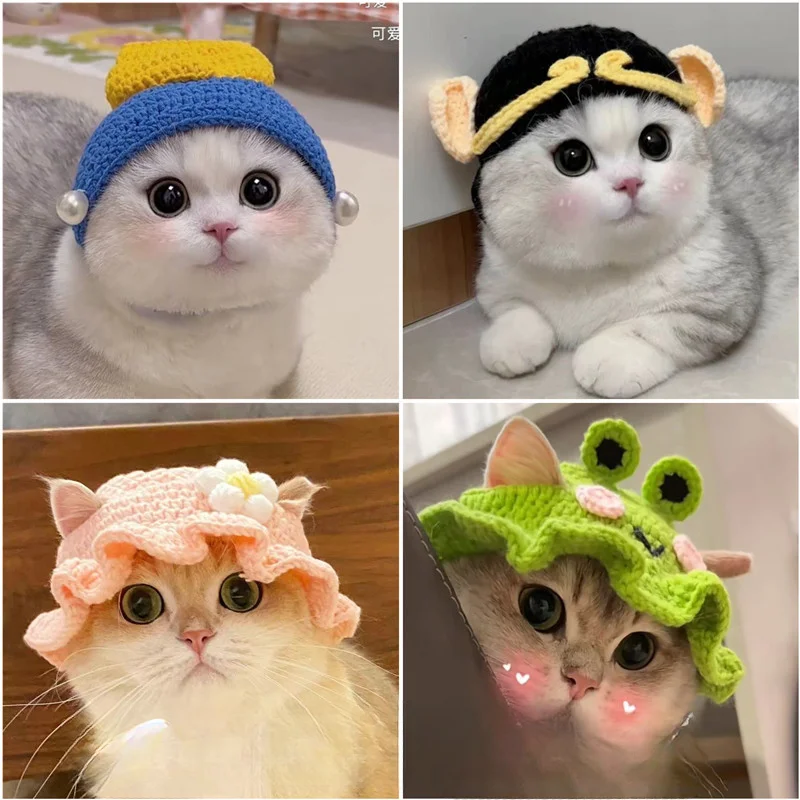 

Pet Headgear Cat Dog Knitted Hat Headdress