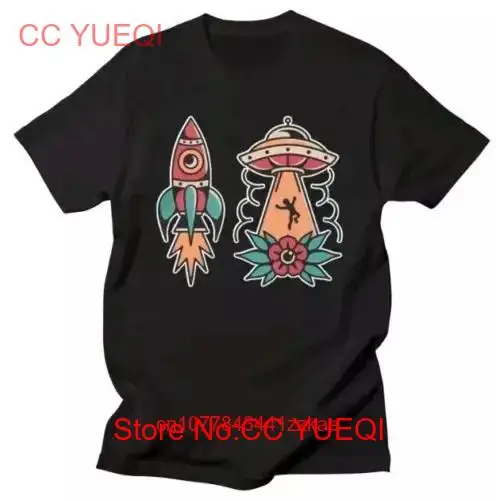 Tattoo Flash UFO Rocket T Shirt XL CHOOSE SIZE S 5XL Black long or short sleeves