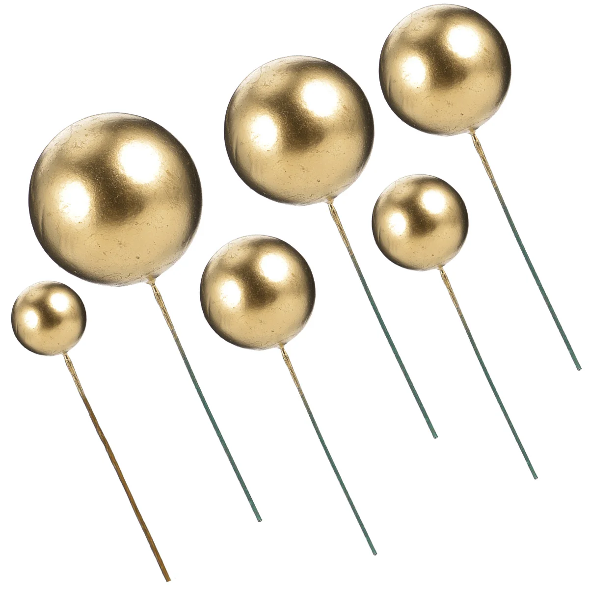

Cake Topper Ball Balls Dessert Decorations Picks Decoration Cupcakebirthday Insert Mini Pearl Balloon Golden Props