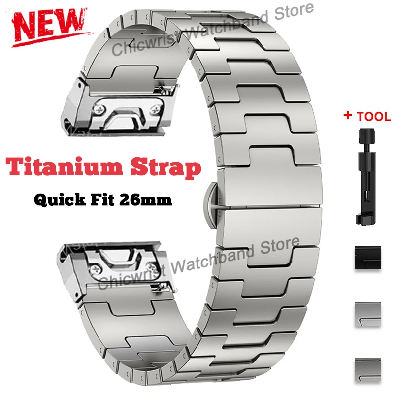 

26mm Quickfit Titanium Strap For Garmin Fenix 8/6X/6XPro/7X/5X/5XPlus 3 3HR Metal Release Watch Band For Descent Mk1 Mk2 Enduro