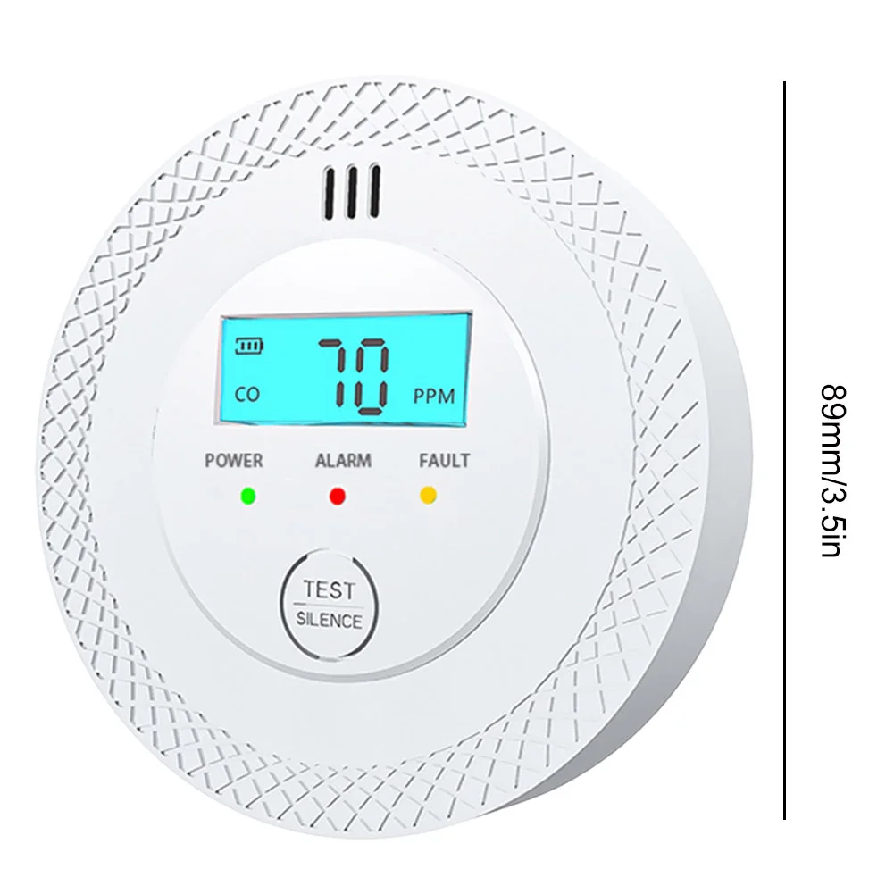 Датчик сигнализации CO 85 дБ, высокочувствительный предупреждающий детектор угарного газа со светодиодами, детектор CO, ЖК-дисплей для домашнего отеля