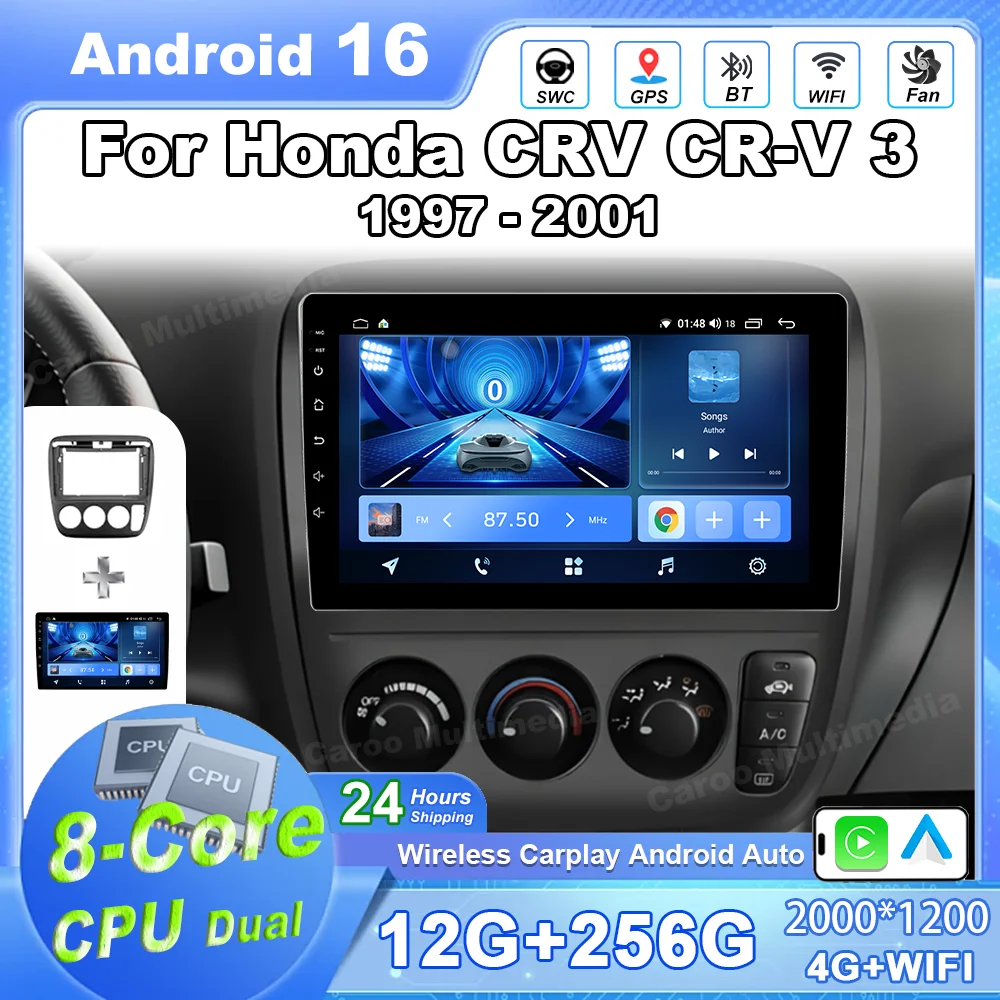 

Android 16 For Honda CRV CR-V 3 1997-2001 Car Multimedia Radio GPS Navigation Stereo Audio Players 8 Core WIFI DSP Autoradio DVD