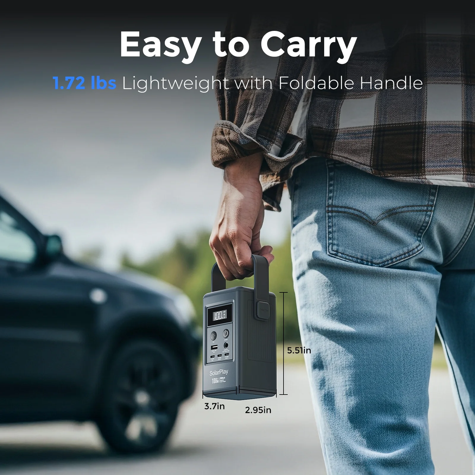 محطة طاقة محمولة SOLARPLAY Q100 بقدرة 25000 مللي أمبير في الساعة مولد طاقة شمسية خارجي 100 وات مخرج USB-C للتخييم في الهواء الطلق تعتيم الطاقة #6