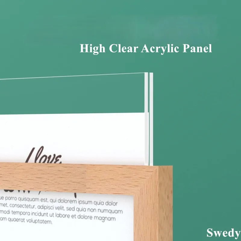 A6 100X150MM T / L Shape Wood Base Countertop Acrylic Menu Paper Sign Holder Display Stand Table Poster Picture Photo Frame