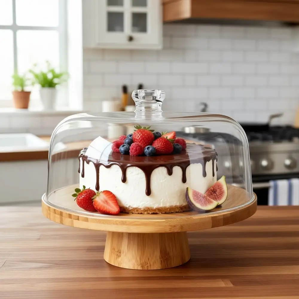 

6-in-1 Multifunctional Cake Stand with Lid - Serving Plate, Dessert Display, Charcuterie Board, Nuts, Chips & Dips, Fruit Platte