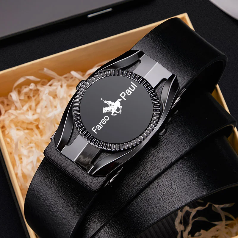 Men's Business Belt Alloy Automatic Buckle Belt Luxury Casual Belt High-Quality PU Leather