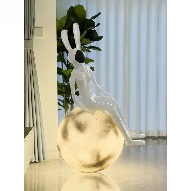 Modern minimalist abstract art figure moon space rabbit, living room wine cabinet TV cabinet floor ornament