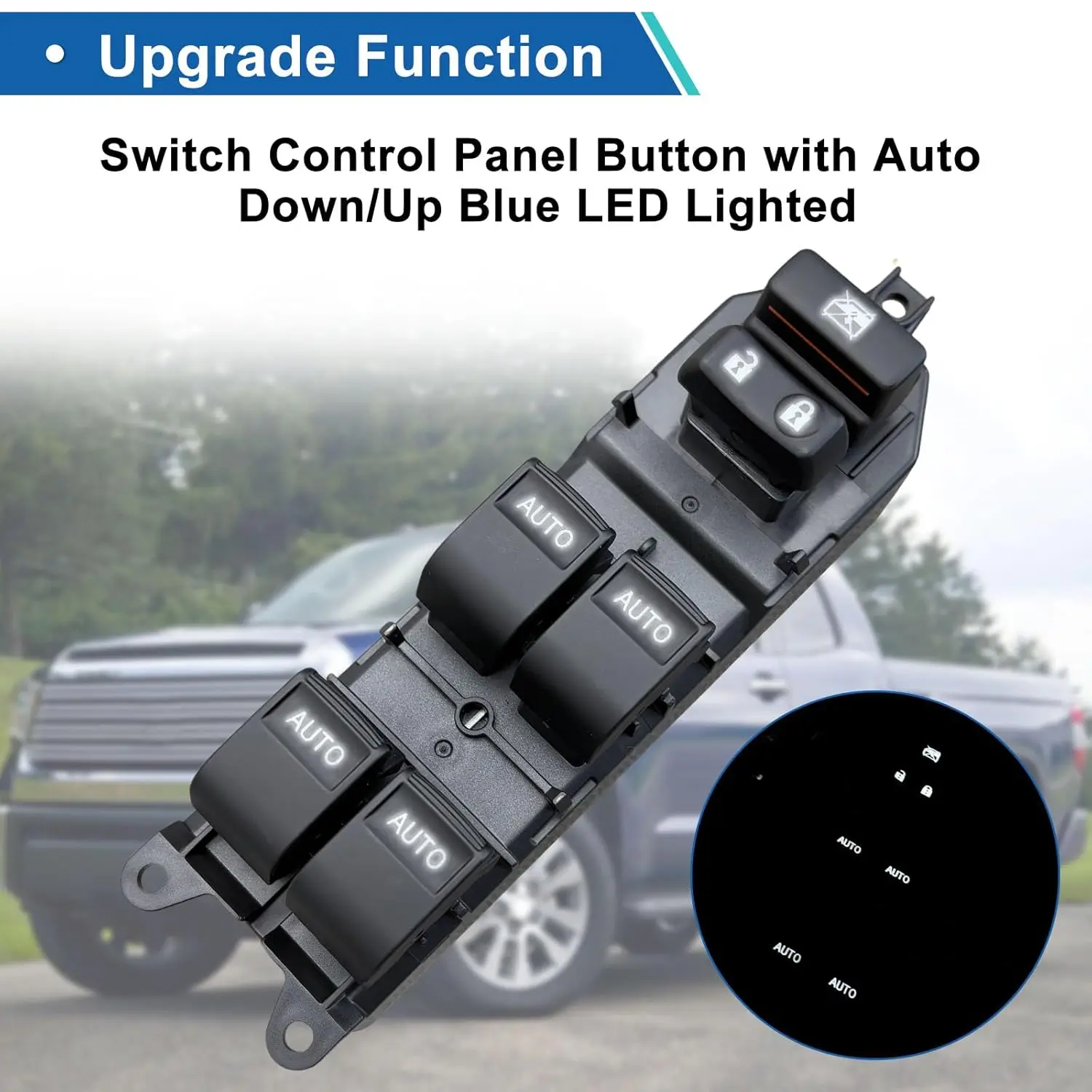 New Upgraded White Backlit LED Car Electric Power Master Window Switch Control Button 84820-0R040 For Toyota Tundra 2007-2021 Plug-and-play Driver Side AII Automatic Window Switch Car Accessories view 4