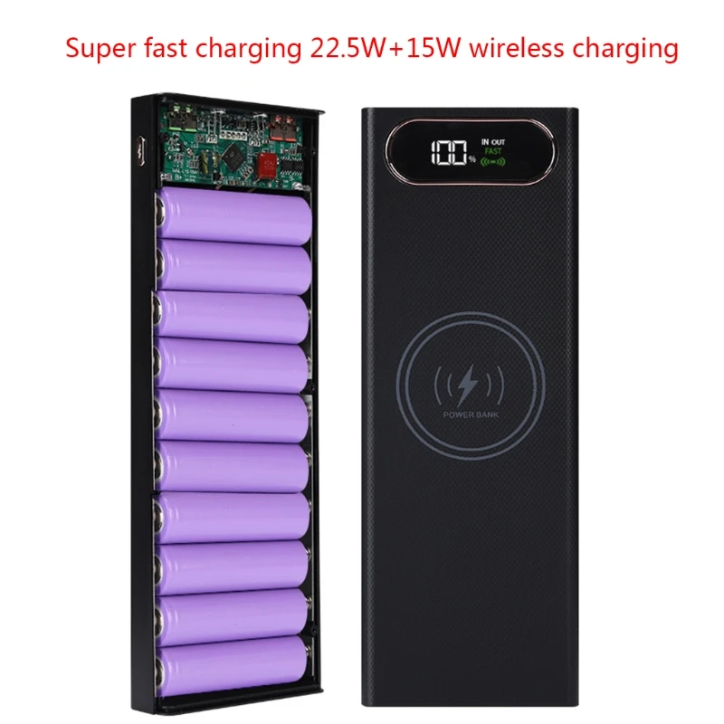 Quick Charge 10x18650 Version Dual Power Bank for Case USB Mobile Phone Charge for QC 3.0 PD DIY Shield Wireless Charging