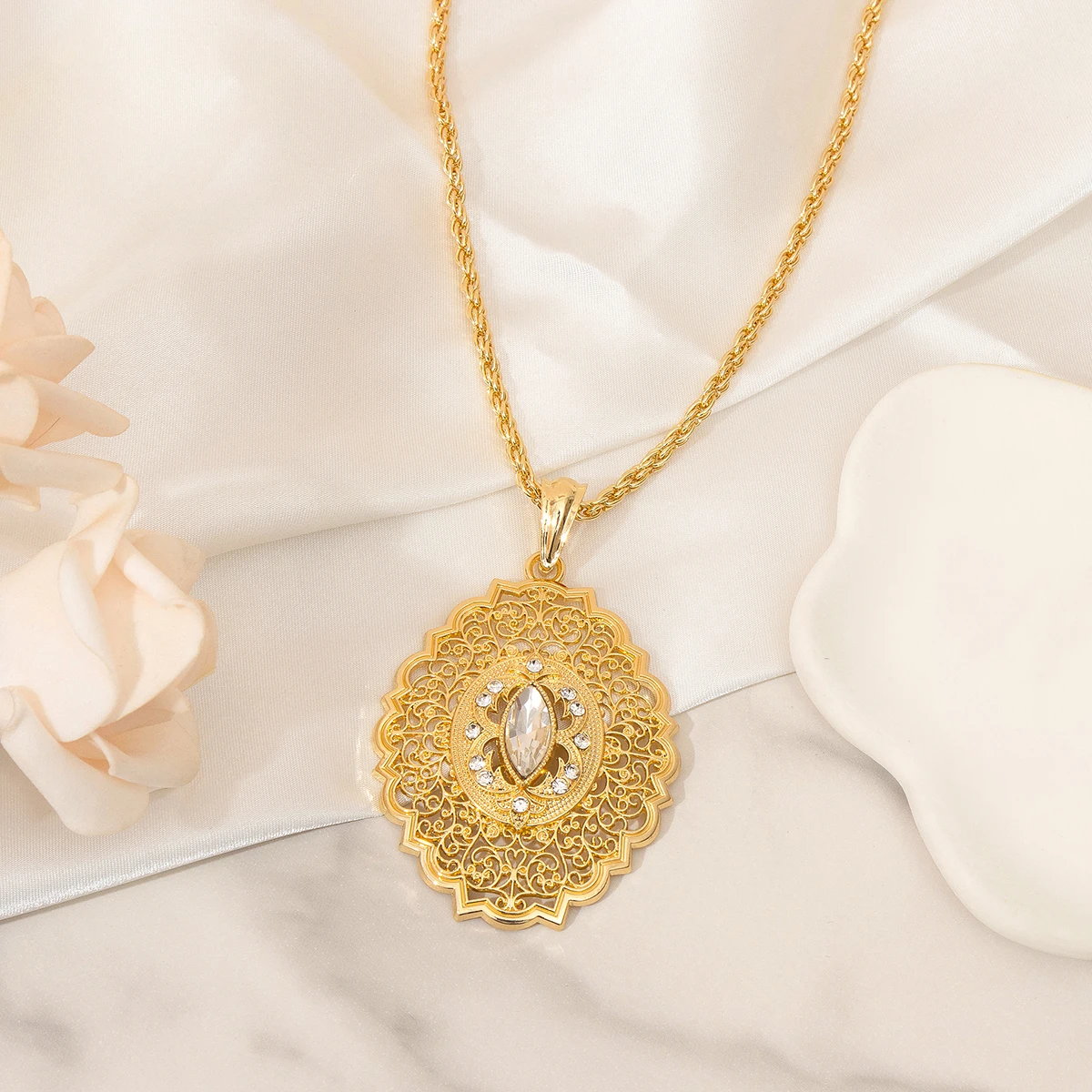 

Ожерелье, серьги, свадебная корона, арабский вырез, металлические подарки, подарки для женщин, Фатима Алжир, свадебный комплект украшений, позолоченный кулон