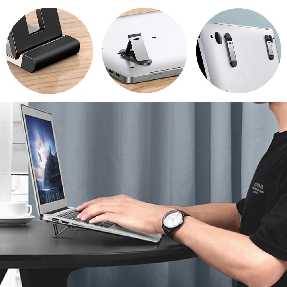 

Universal Laptop Stand Foldable Non-slip Semi-metal Mini Bracket Laptop Cooling Holder Notebook Stand for Macbook Pro Air