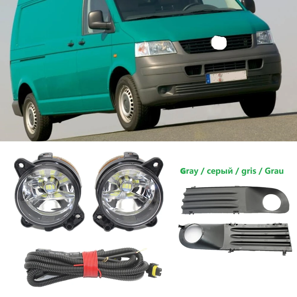 

LED Fog Light For VW Transporter T5 Multivan Caravelle 2003 2004 2005 2006 2007 2008 2009 2010 Fog Lamp+Grille+Wiring Harness