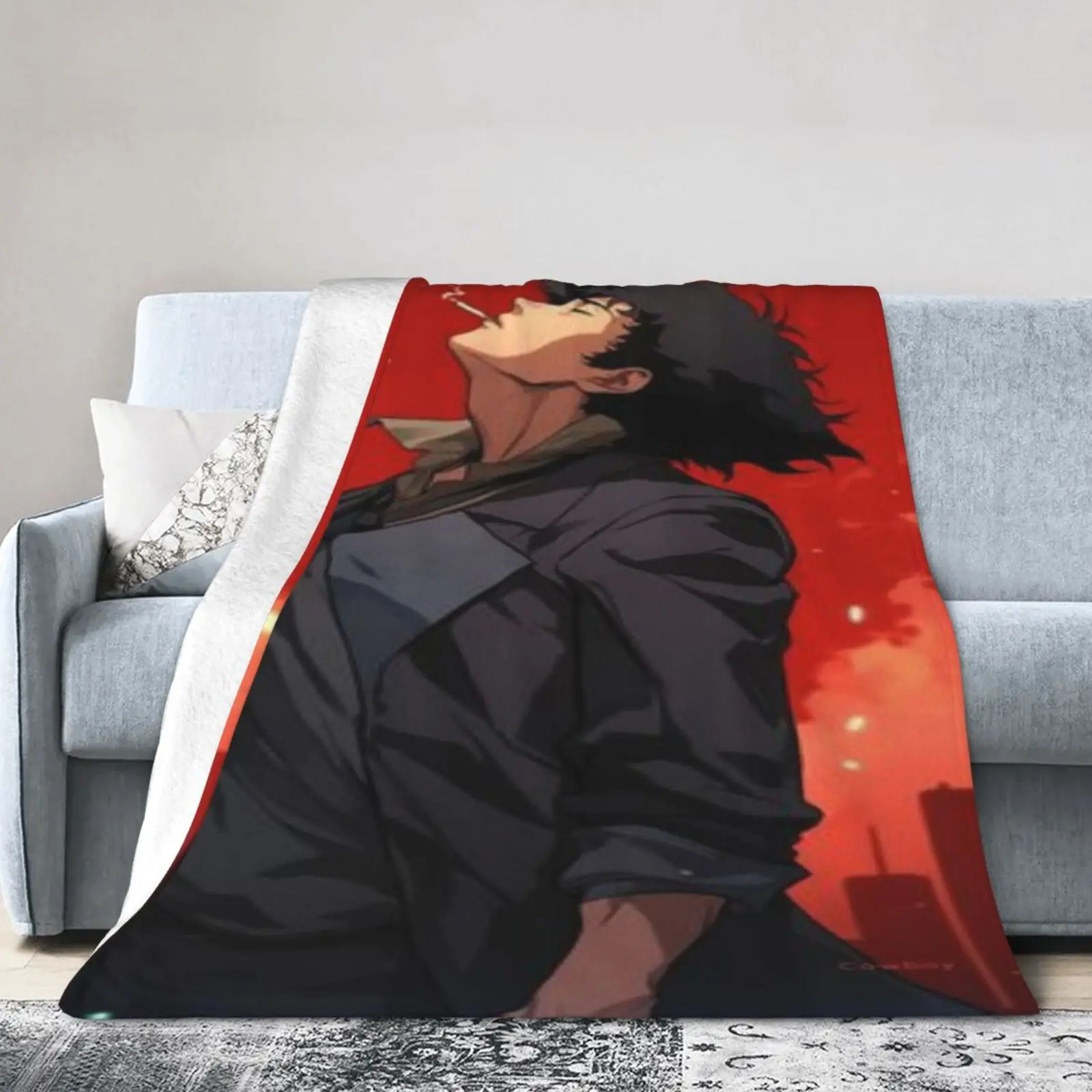 Coperta in flanella Anime Cowboy Bebop Coperta con stampa super morbida e confortevole Leggera quattro stagioni per divano letto del soggiorno