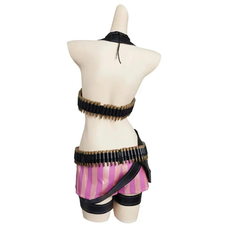 

DY20Jinx Косплей Костюм Аниме Игра LoL Женщины Трубка Топ Чулок Перчатки Наряды Хэллоуин Праздничная Одежда Для Женщин Ролевые Игры F PJ