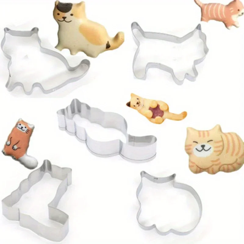 Molde de acero inoxidable para galletas de gato y mousse, molde DIY para galletas, cortadores de galletas, utensilios de repostería, cortadores para masa de azúcar