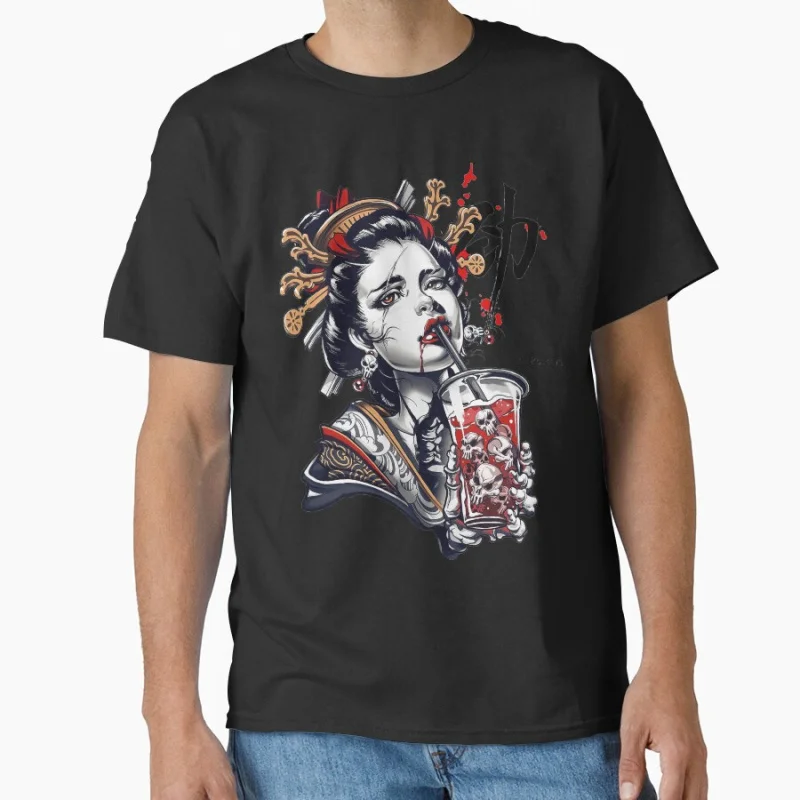 

Japanese Geisha Girl Vaporwave Cyberpunk Popart Urban Style T-shirt Large size Adult Tops S-6xl