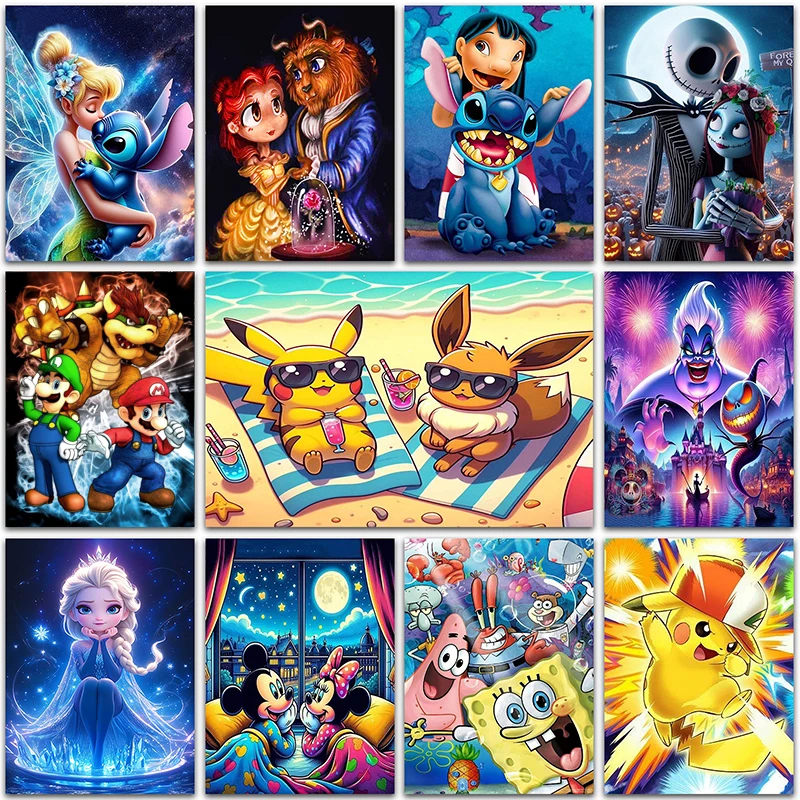 DIY Diamond Painting Kits Disney lilo and stitch Super Mario Pikachu Home decor Full Square&Round mosaic embroidery Cross stitch