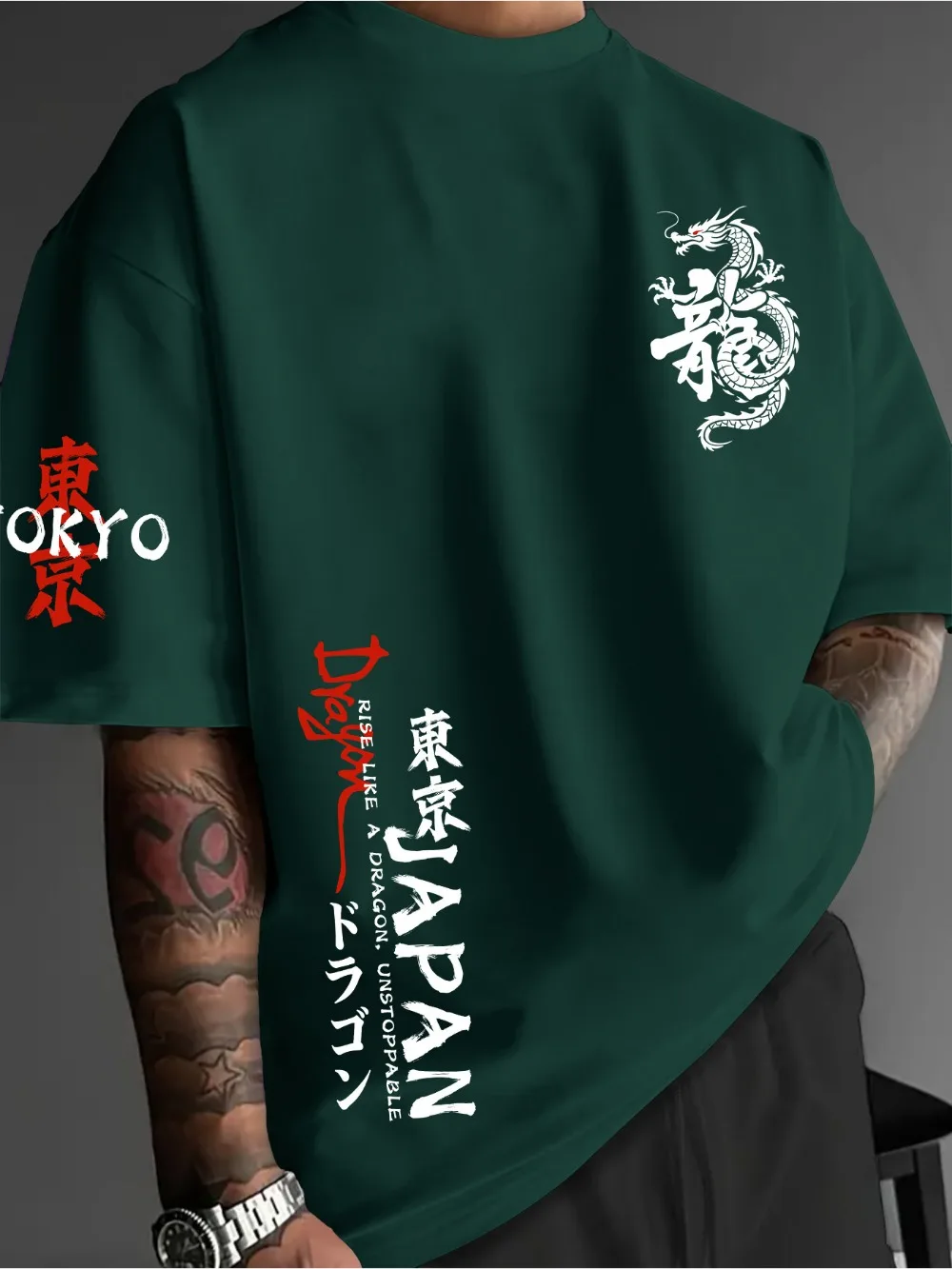 Japanischer Stil, Tokio-Drachenmuster, 3D-Druck, Sport, schnell trocknend, atmungsaktiv, Herren-T-Shirt, Outdoor, Retro, Street, Y2K, Eltern-Kind-Kleidung – Detail 7