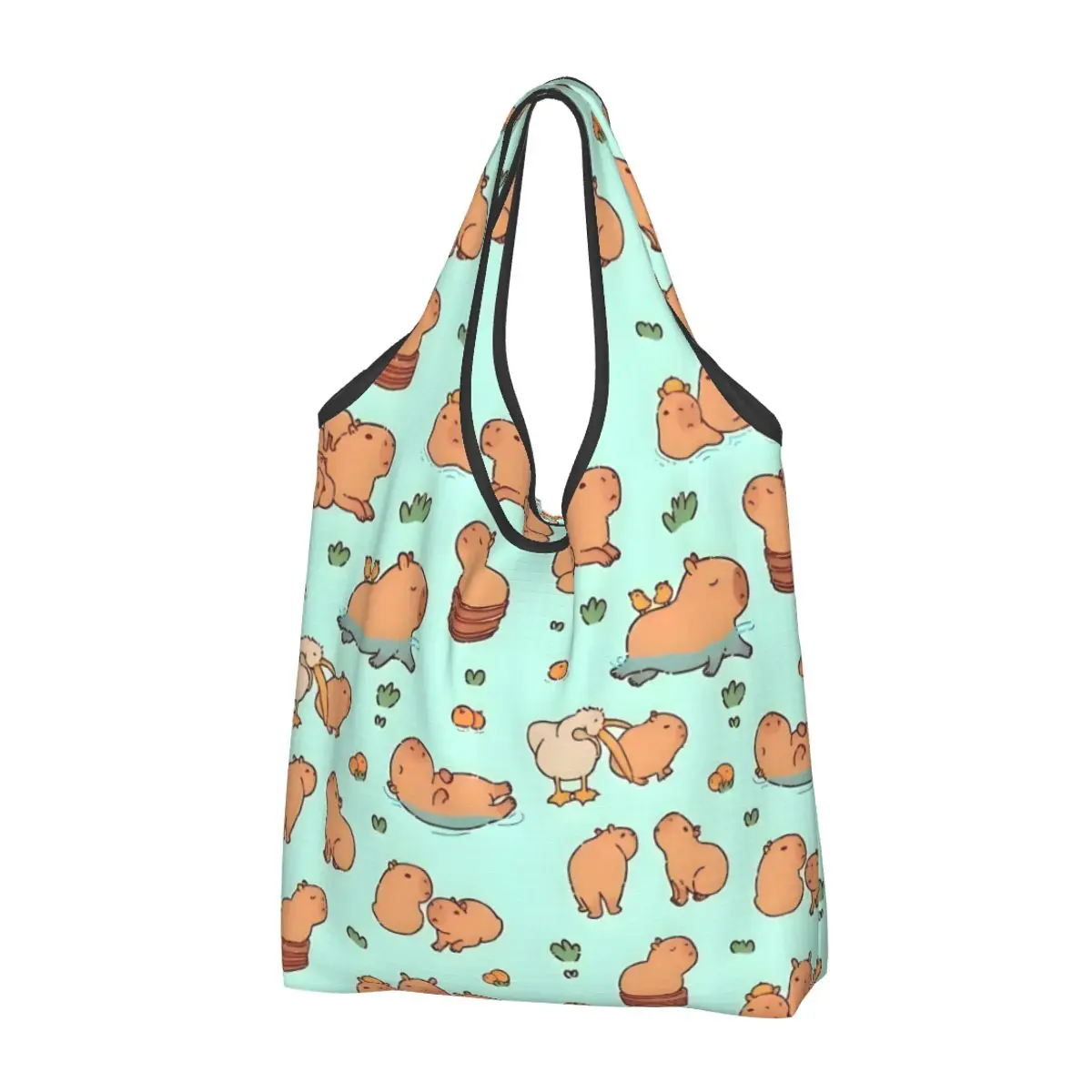 

Recycling Funny Colourful Creative Capybara Printed Shopping Bag Women Tote Bag Portable Groceries Shopper Bags