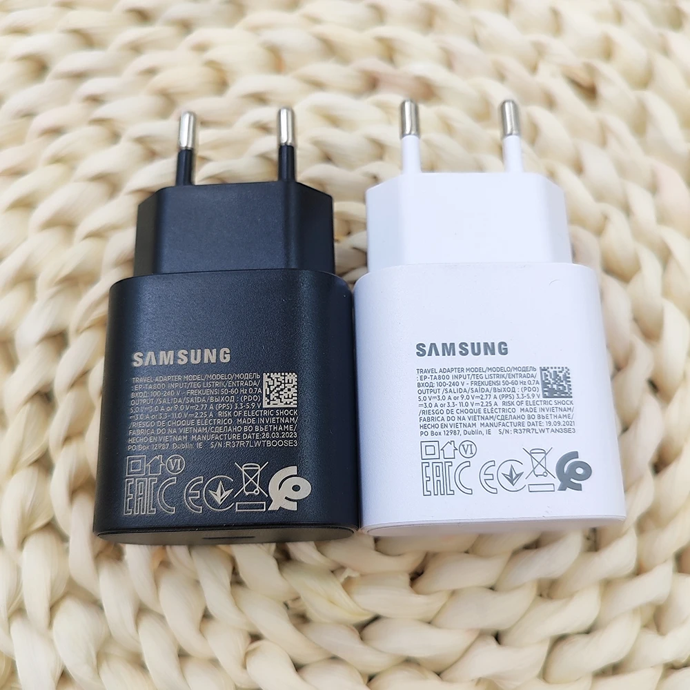 سامسونج 25 واط شاحن نوع C سوبر سريع مهايئ شحن لمجرة A12 A13 A14 A15 A16 A24 F12 F14 S10 5G نوت 10 + 20 الترا كابل