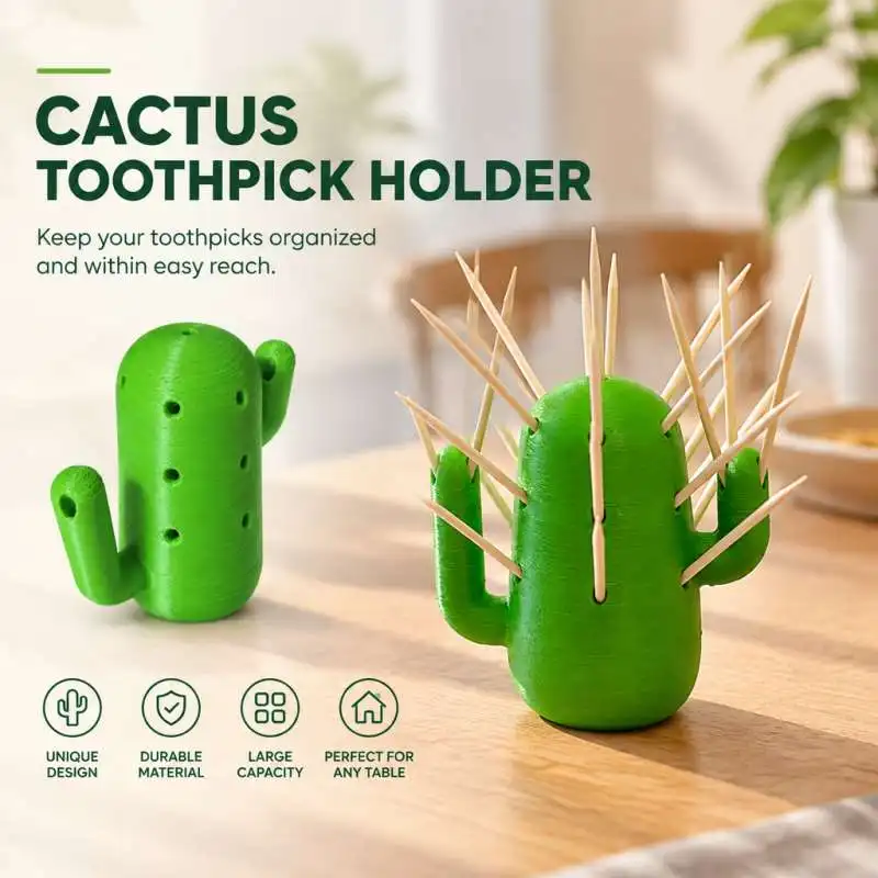 Cactus Toothpick Holder Tabletop Toothpick Dispenser Kitchen Table Decor Storage Container For Dining Party Table Accessories