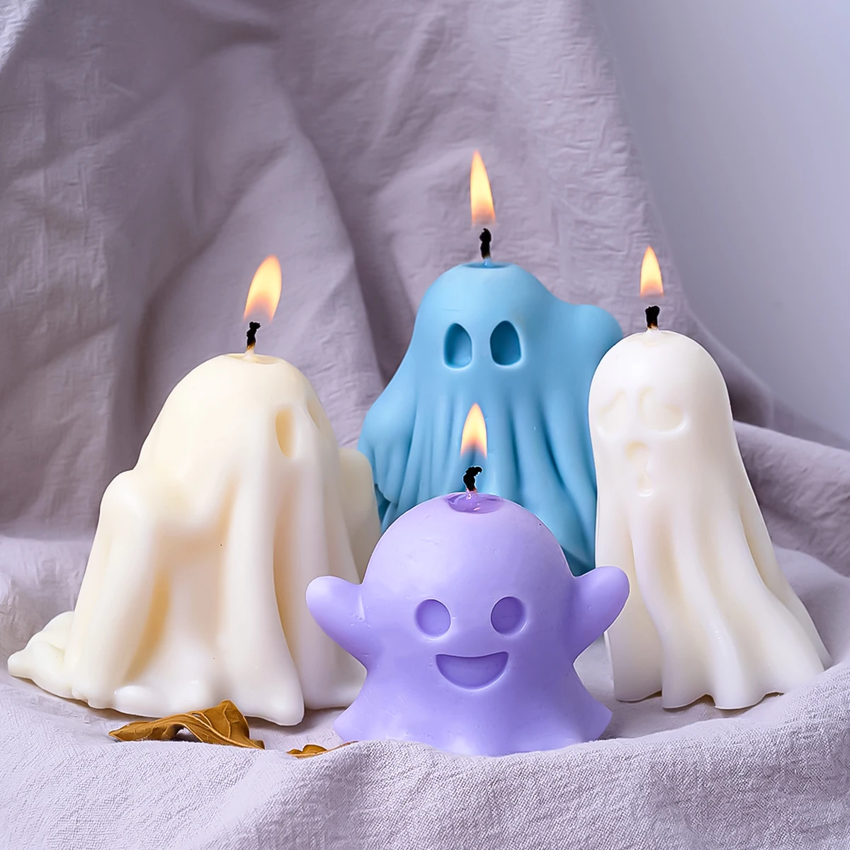 DIY Pumpkin Ghost Candle Mold Handmade Halloween Creative Cute Monster Gypsum Concrete Silicone Mold 3D Scented Crafts Ornaments