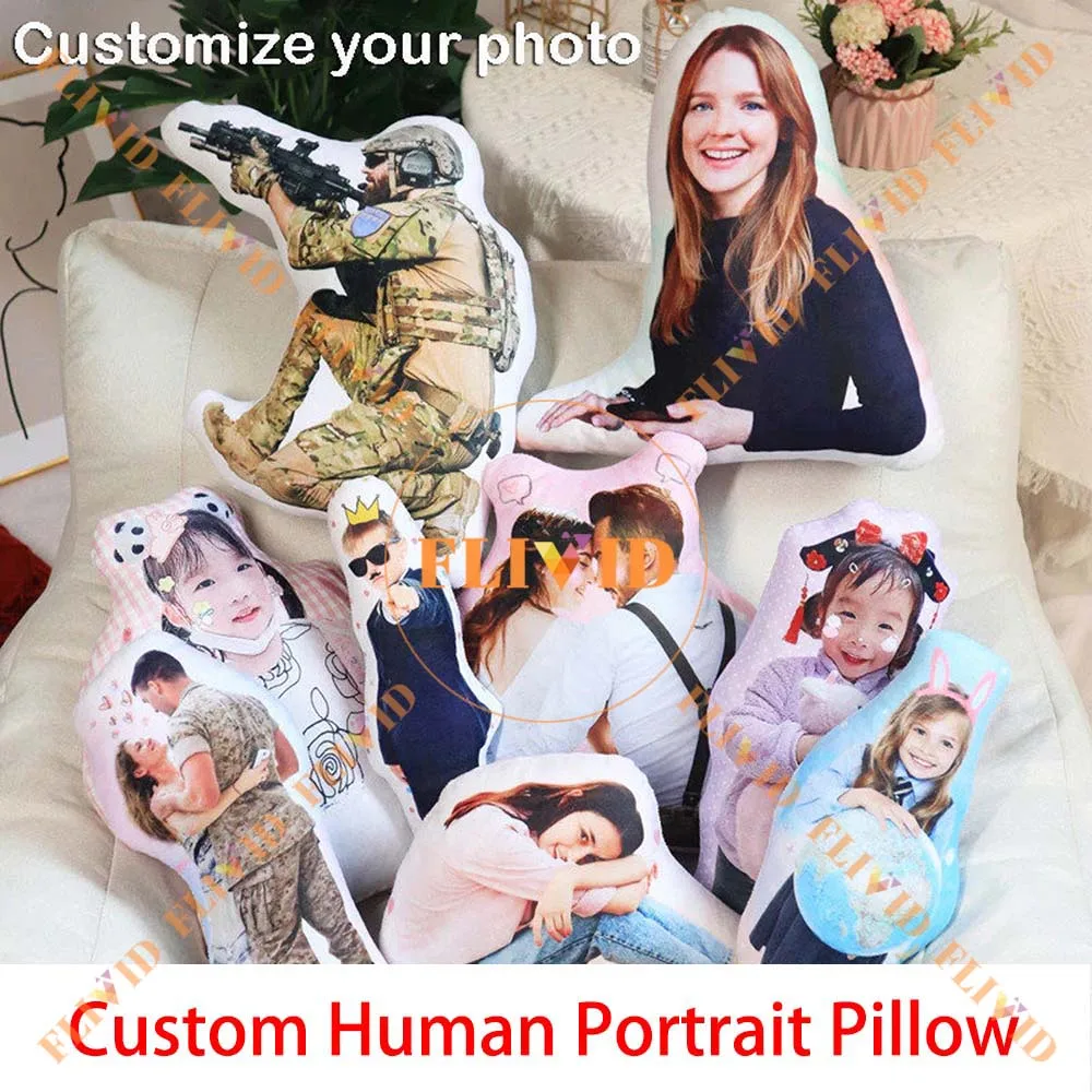 Personalized 3D Human Portrait Photo Pillow Lover Memorial Cushion Creative Gift Sofa Throw Pillow Custom Dog/Cat Pillow