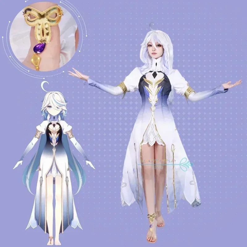 Furina Cosplay Game Genshinimpact Focalors Cosplay Costume Fontaine Water God Costume Focalors Dress Wig Full Set Anime Suits