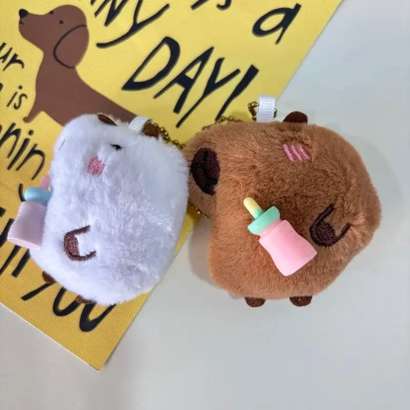 كابيبارا ألعاب من نسيج مخملي المفاتيح الكرتون لينة محشوة دمية قلادة سيارة حلقة رئيسية حقيبة الظهر الديكور طفل هدية