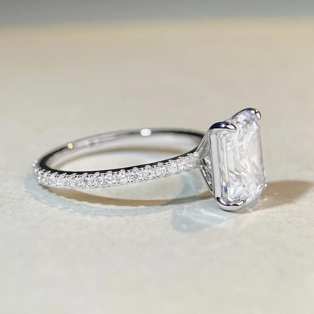 PT950 Platinum Ring - Elegant Luxury Zircon and Gemstone Ice Sugar Diamond Ring for Women
