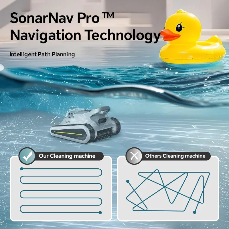 Bezprzewodowy robotyczny odkurzacz basenowy - odkurzacz basenowy 180W bezszczotkowy silnik, 45 000Pa ssania, wspinaczka po ścianach, nawigacja sonarowa