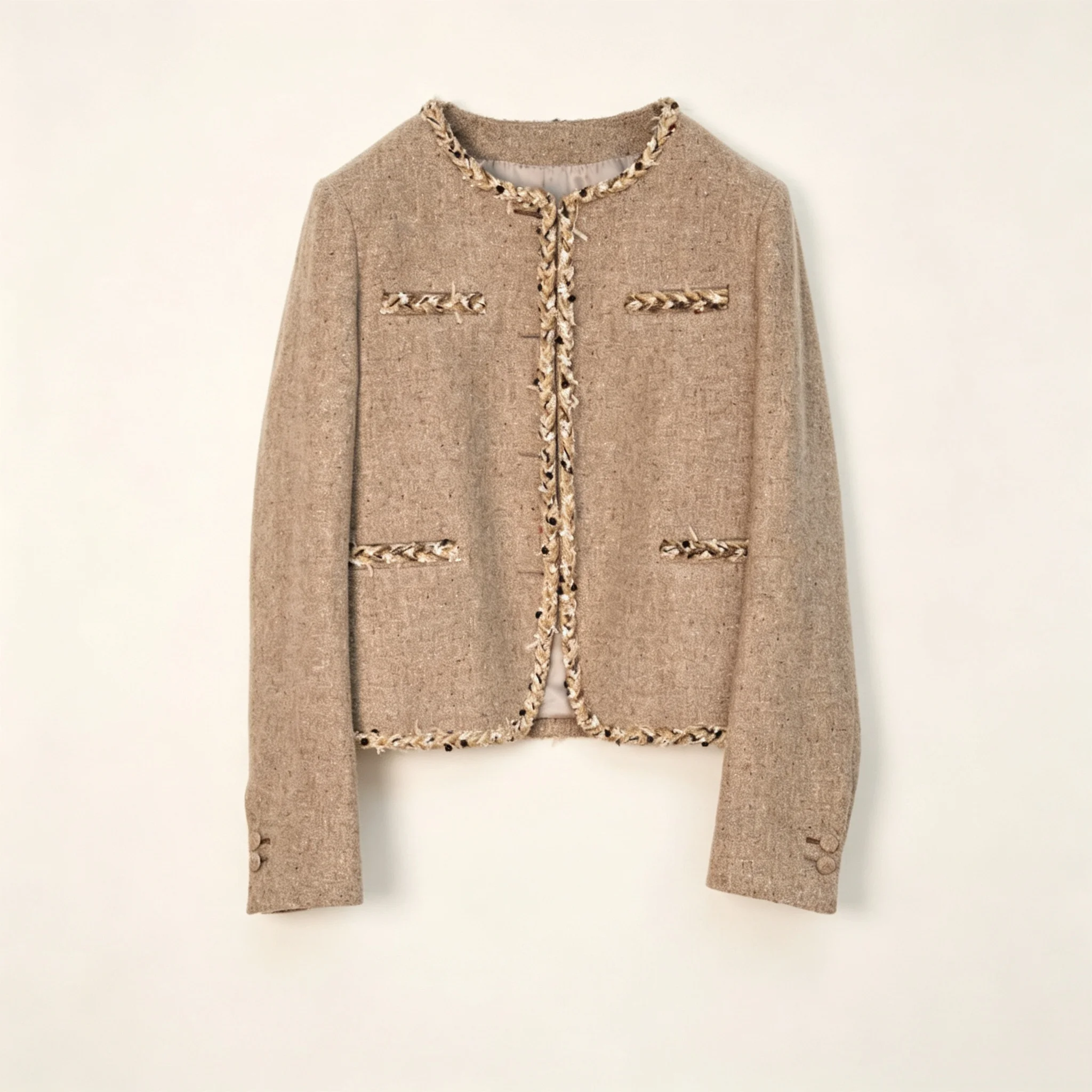 High Quality Luxury 100% Wool Premium Female French Casual Fashion Slimming Ladies  Jacket Top Princess Style Custom Size