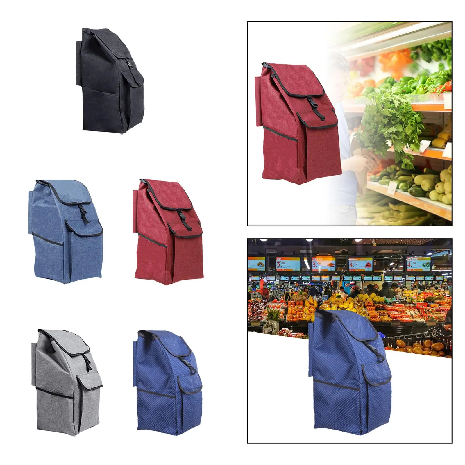 

Shopping Trolley Replacement Bag Oxford Cloth Lightweight Practical Waterproof Shopping Cart Bag for Home Office Shopping Carts