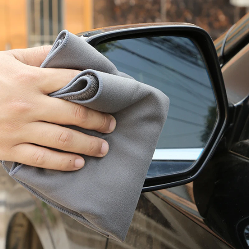 ​ 2 قطعة منشفة الصوف المرجاني غسيل السيارات تجفيف منشفة مزدوجة الوجهين ماصة سيارة غير وسم مرآة تنظيف الملابس لوازم غسيل السيارات