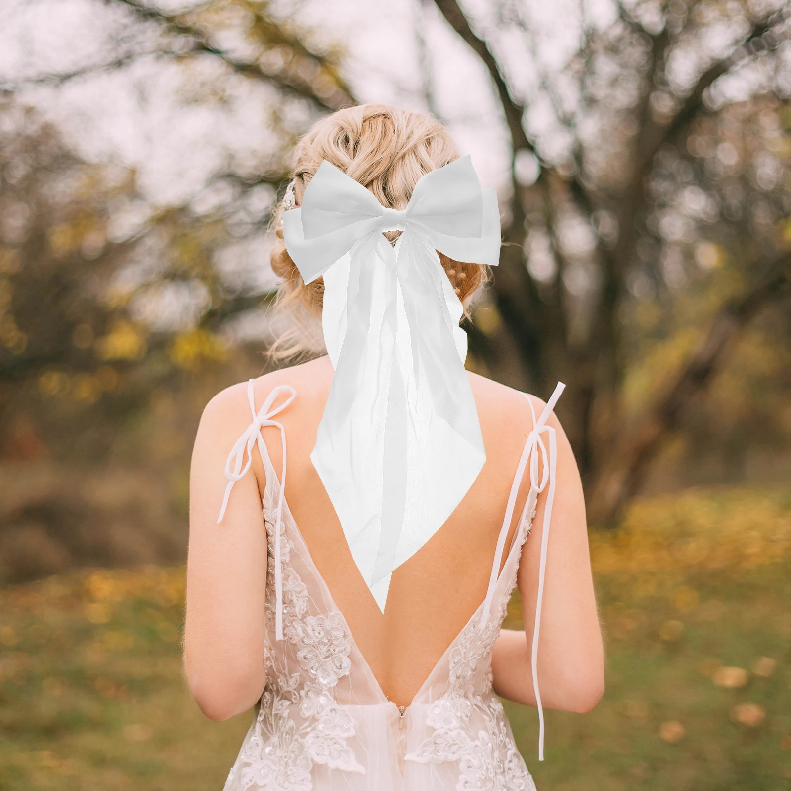 

Spring Clip Hair Clips Bows Back of Head for Girls White Women Decoration Premium Material No Fade Large Bow Hairpin