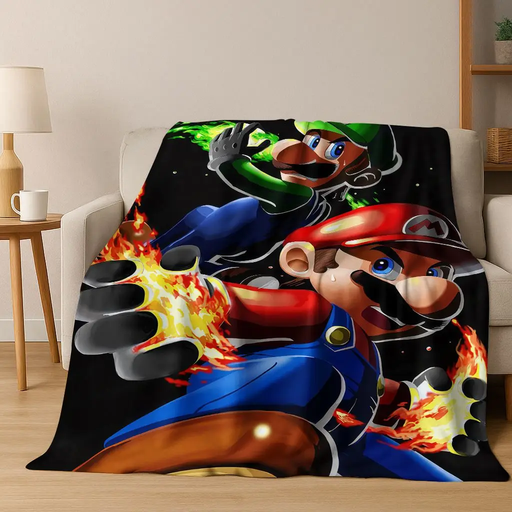 3D Mario Cartoon Gift Flannel Blanket,Warm and Cozy Soft Throw Blanket for Home Bedroom Bed Sofa Travel Picnic Office Cover Kid view 5
