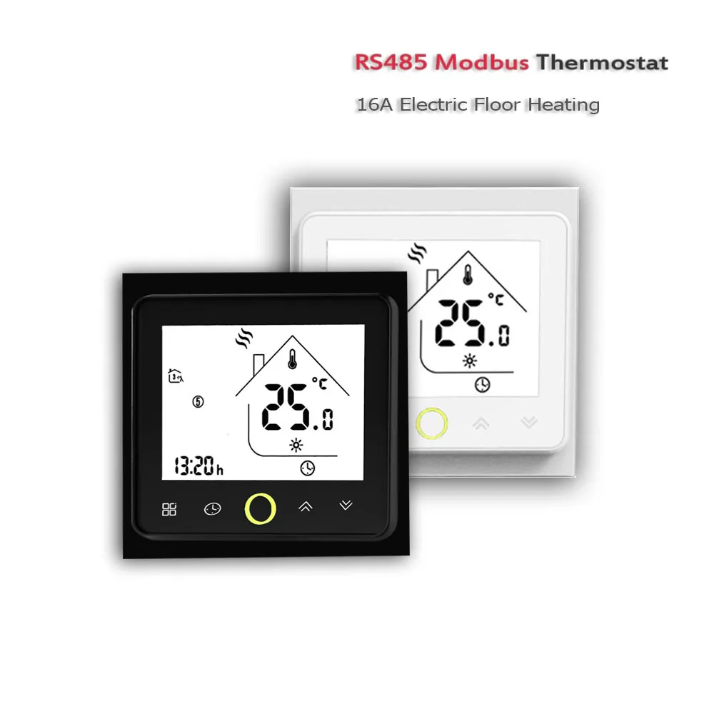 24VAC MODBUS RS485 floor electric heating thermostat, 16A floor temperature regulating controller 95-240VAC optional