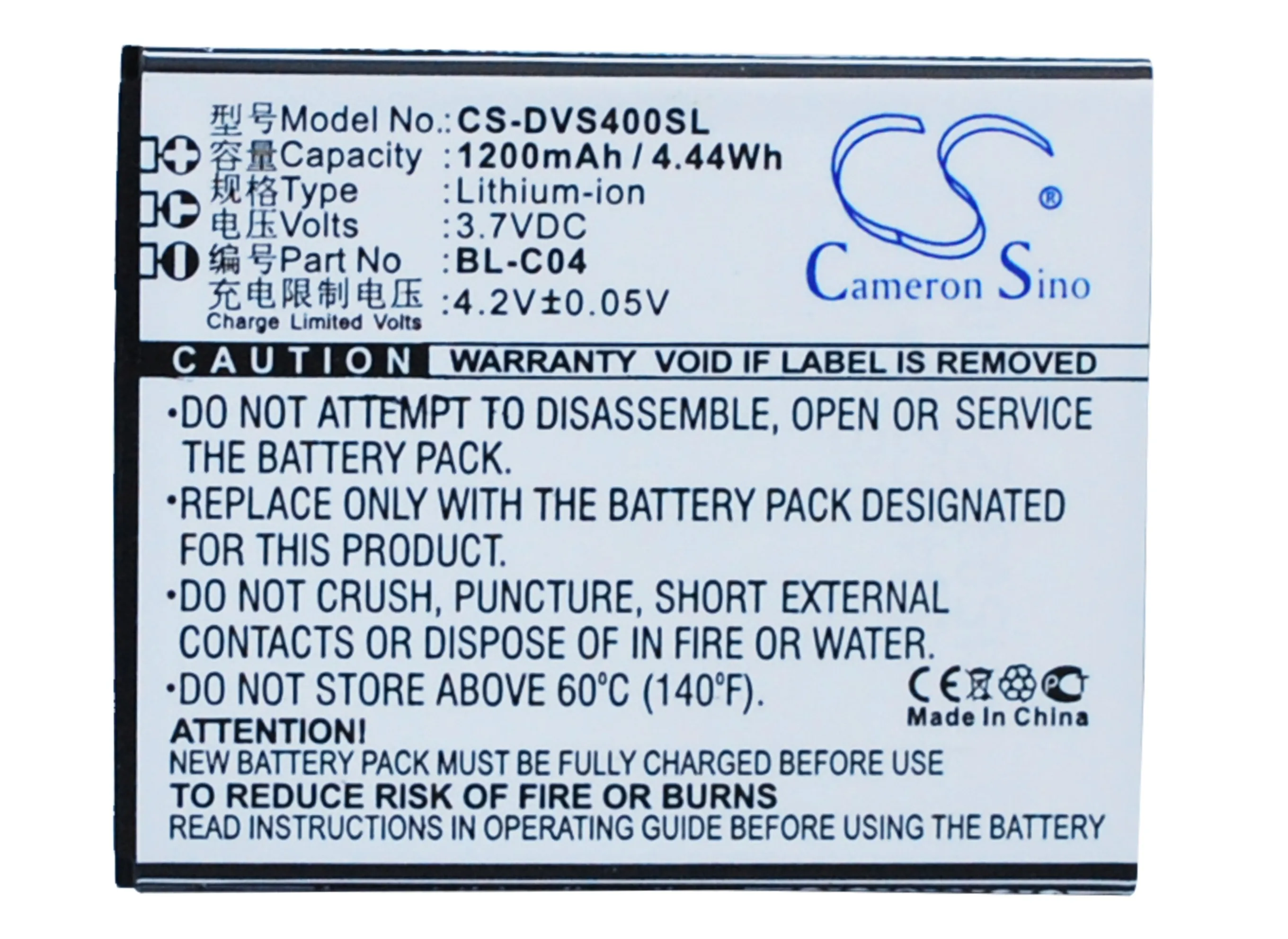 CS 1200mAh / 4.44Wh battery for DOOV D500, iSuper S1, iSuper S1K, S1, S1K BL-C04