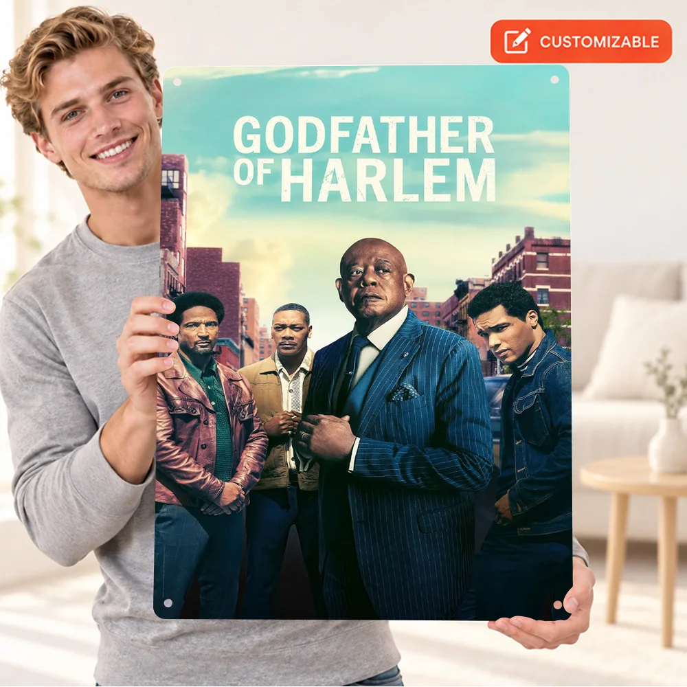 Godfather Of Harlem Printed Poster Customized Aluminum Metal Sign City Street Cast Lineup Illustration Wall Art For Media Room