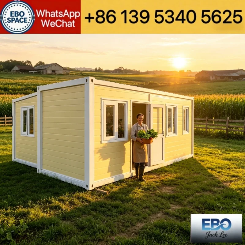 Expandable Portable Prefab Container Tiny House Pre-wired Electricity Built-in Kitchen For Temporary Housing