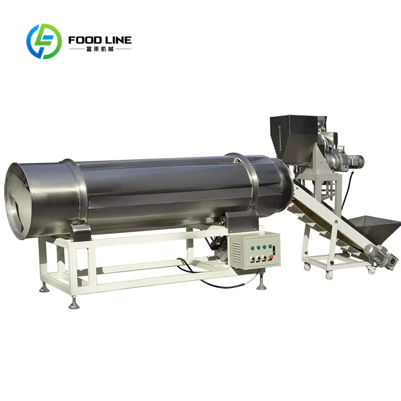 Customized Extruded Snacks Food Making Machinery Stainless Steel Food Coating Machine Continuous Rotary Food Flavoring Machine
