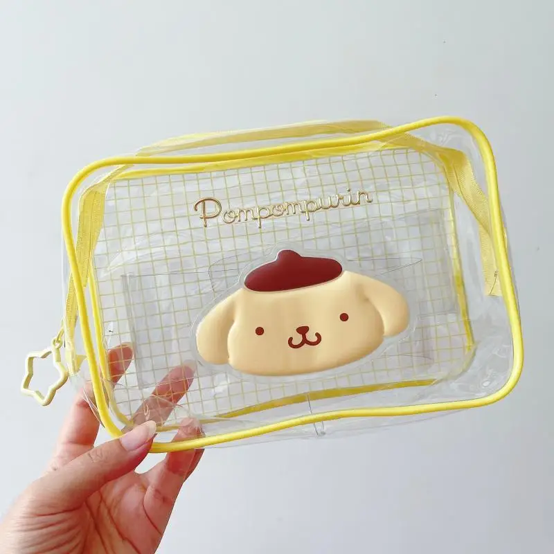 Sanrio Hello Kitty Kuromi Cinnamoroll Pachacco Cute Cartoon Transparent Makeup Storage Bag Kawaii Periphery Lovely Home Decor