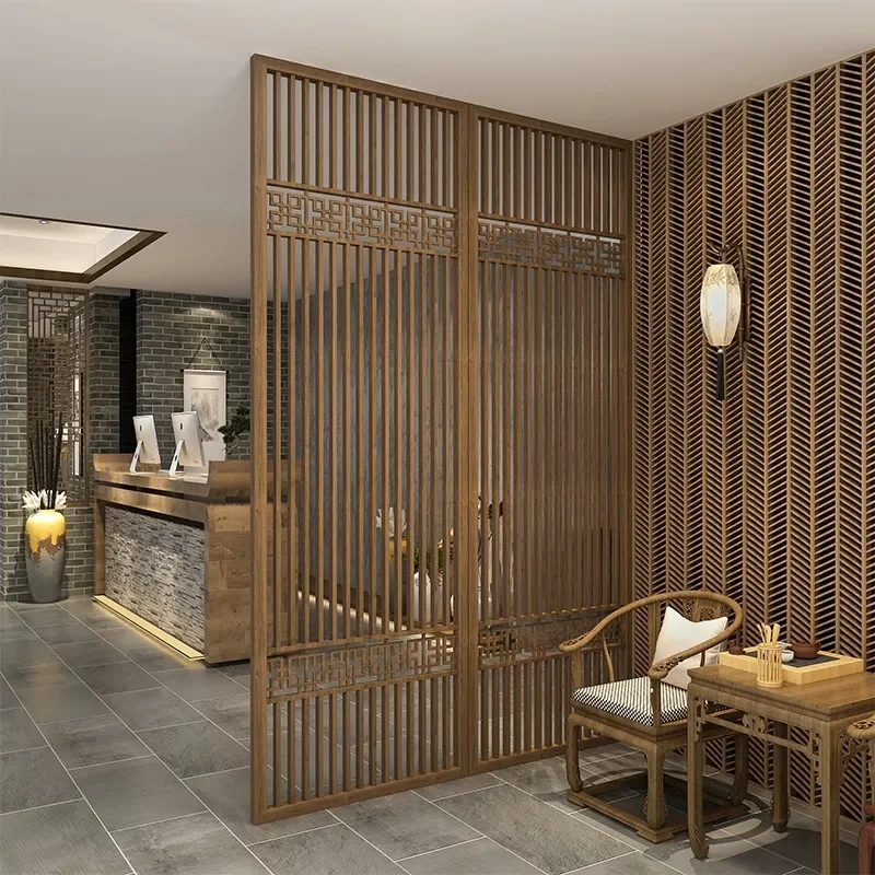 for Chinese Style Solid Wood Screen Partition Living Room Dining Room Flower Grid Simple Home Divider Window